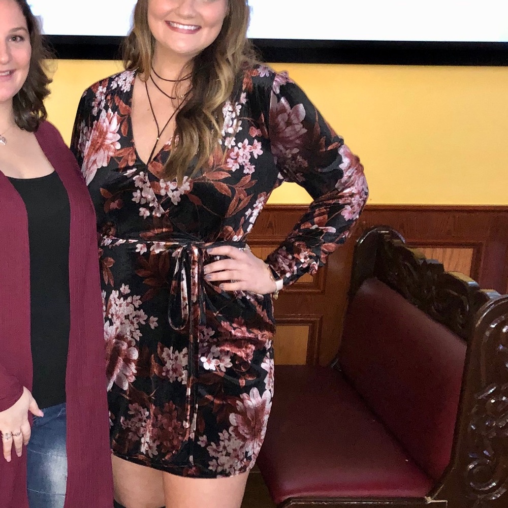 Velvet Floral wrap dress